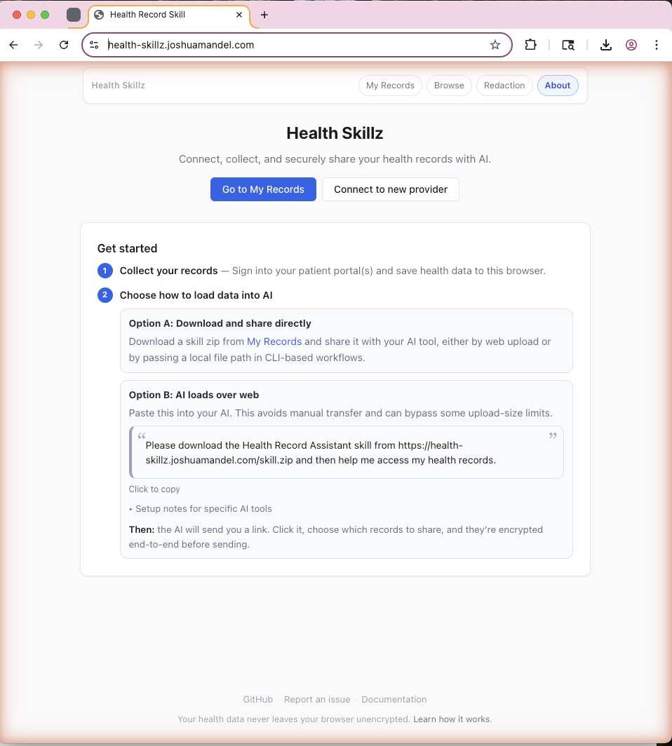 Claude health record summary